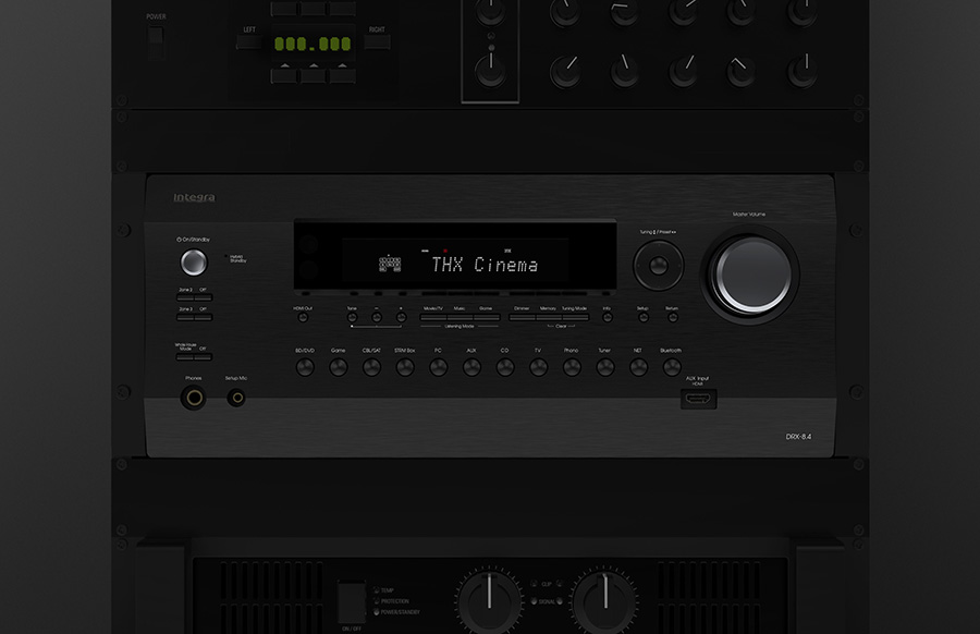The Integra DRX-8.4 in optional rack mount