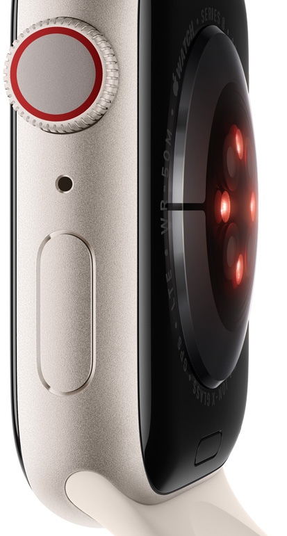 The back of Apple Watch showing sensor