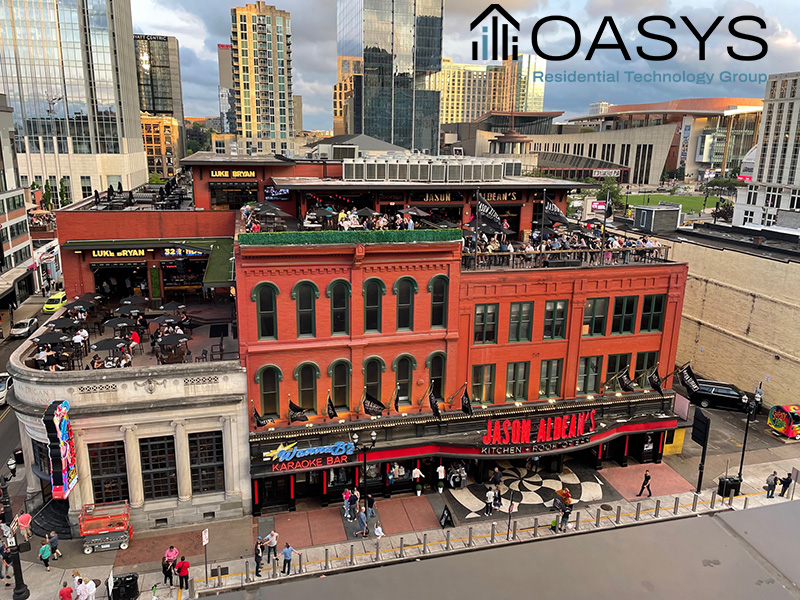 Nashville downtown with Oasys logo