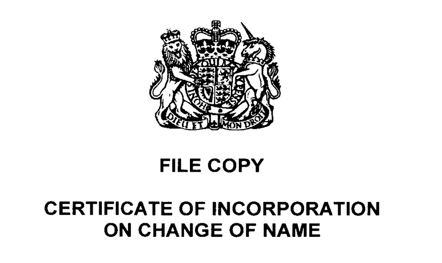 MQA Limited has changed its name as this certificate notes