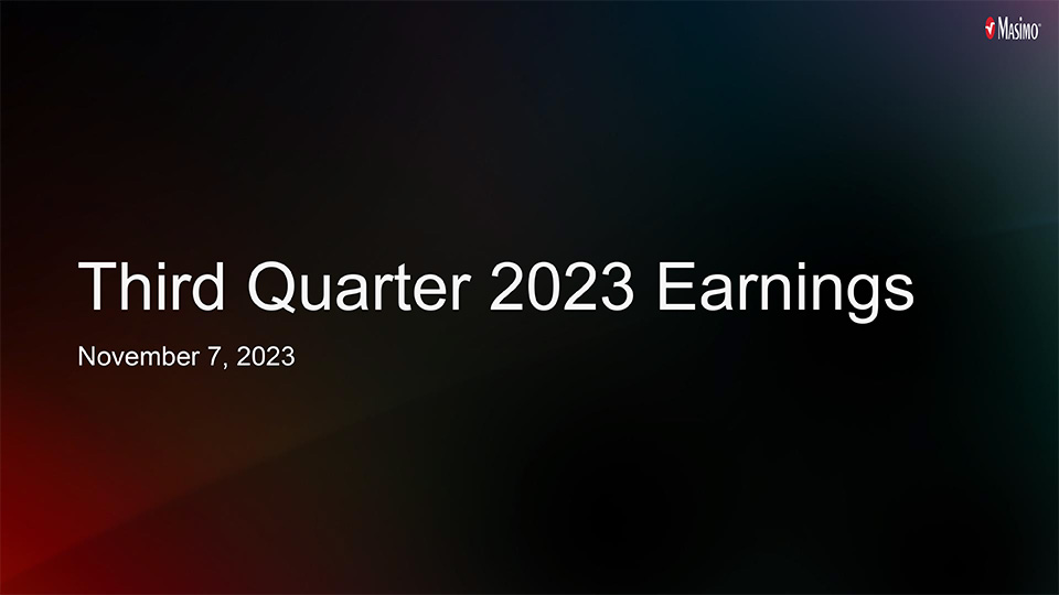 Masimo cover page of its Fiscal 2023 Q3 earnings report