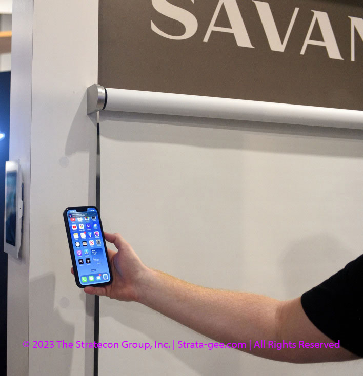 Savant demos Apple air tag triggering an automation controlling shades
