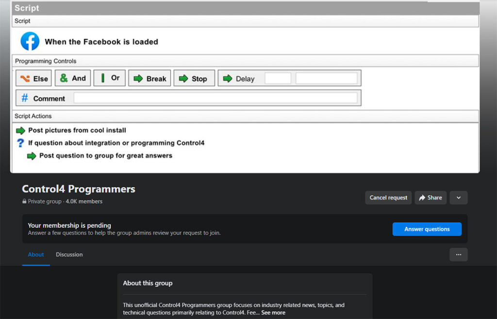 The Control4 Programmers Facebook Group