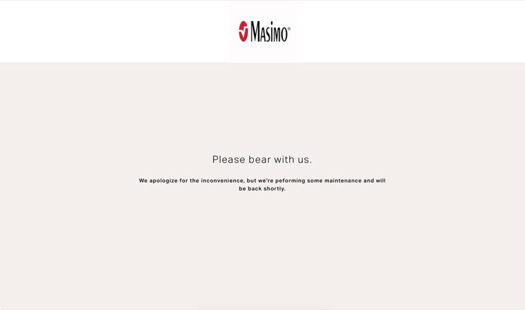 Masimo home page for the last several days