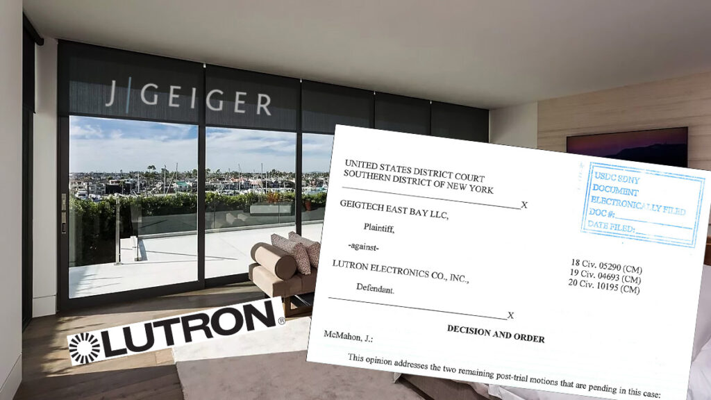 GeigTech, maker of J Geiger shades, and Lutron lawsuit ends