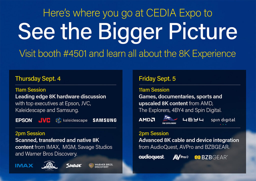 8K Association schedule of events at CEDIA Expo 2025
