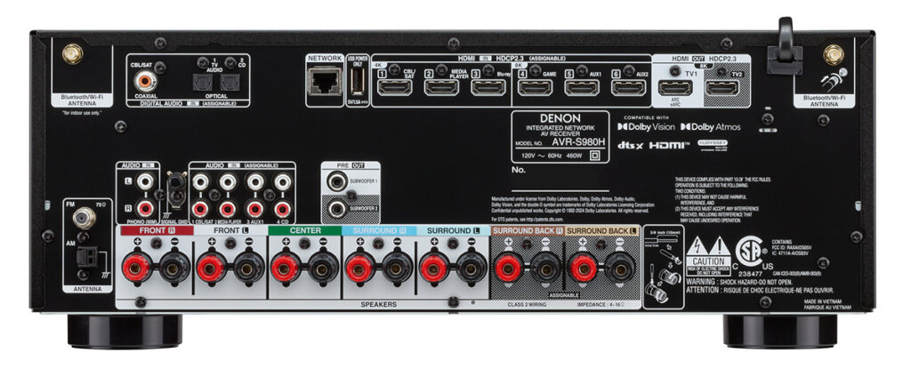 Denon AVR-S980 rear panel