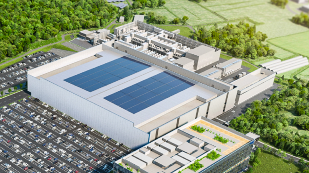 A rendering of a new Sony chip fabrication plant, part of its new partnership with TSMC