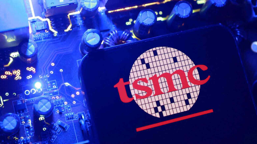 A graphic image showing a TSMC chip and logo