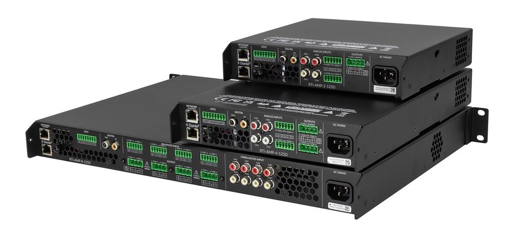 The rear panel configuration of the RTI Commercial Amplifier Series