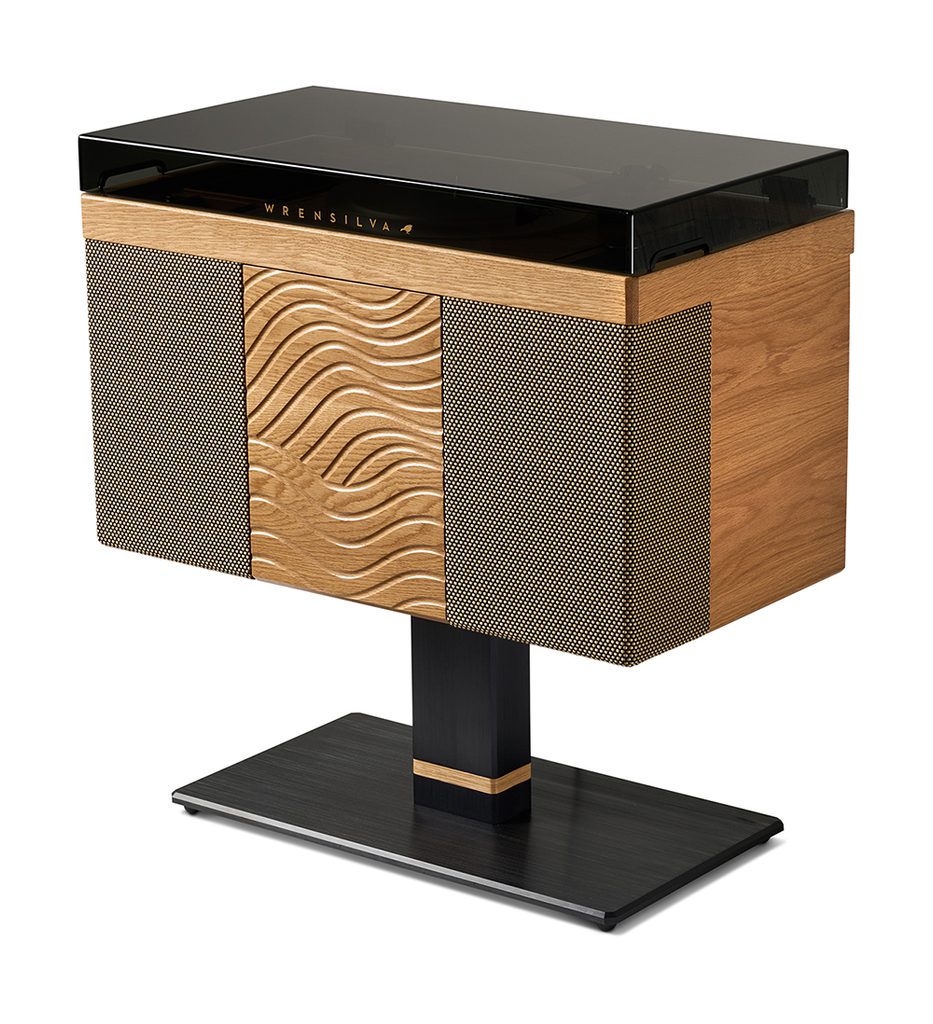 Wrensilva Studio record console in White Oak finish